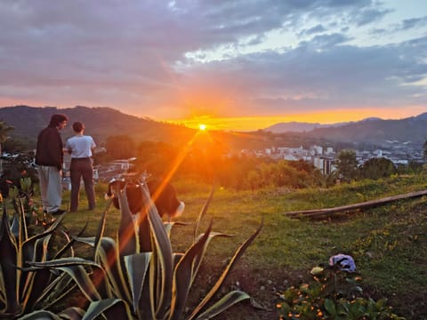 Nearby landmark, Natural landscape, City view, Mountain view, Sunset