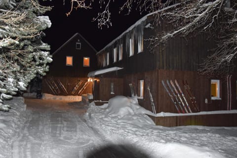 Property building, Night, Winter
