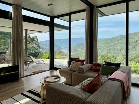 Natural landscape, Living room, Seating area, Mountain view, River view