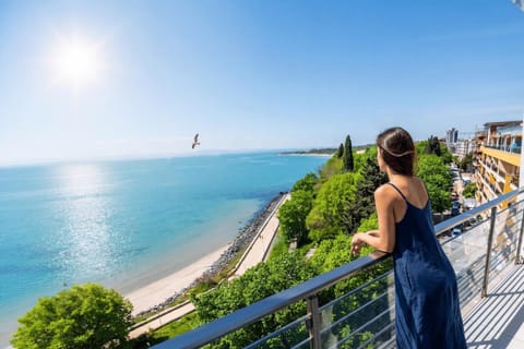 Natural landscape, View (from property/room), Balcony/Terrace, Sea view, Sunset