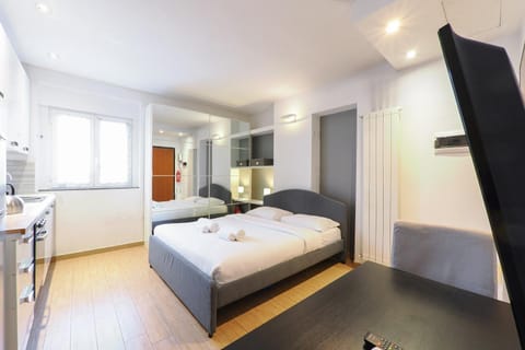 Bed, TV and multimedia, Kitchen or kitchenette, Photo of the whole room, Bedroom, towels