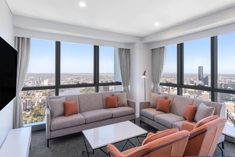 TV and multimedia, View (from property/room), Living room, Seating area, City view