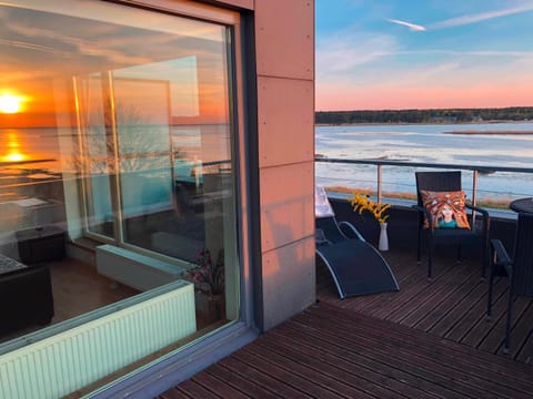 Natural landscape, View (from property/room), Balcony/Terrace, Sea view, Sunset