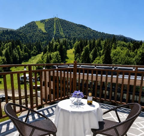 Spring, Day, Natural landscape, View (from property/room), Balcony/Terrace, Dining area, Mountain view
