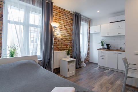 Bed, Kitchen or kitchenette, Living room, Photo of the whole room, Seating area