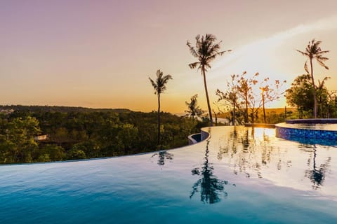 Natural landscape, Pool view, Swimming pool, Sunset