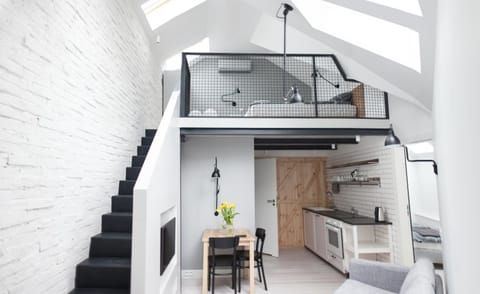 Kitchen or kitchenette, Living room, Seating area