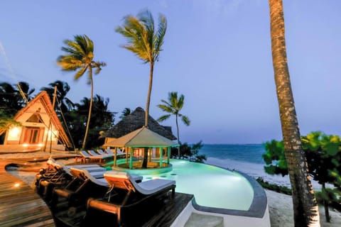 Night, Sea view, Swimming pool