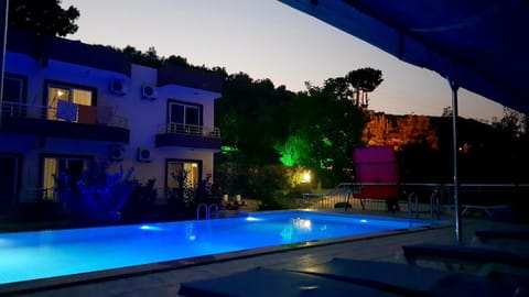 Property building, Night, Pool view, Swimming pool