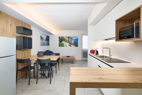 Kitchen or kitchenette, Living room, Dining area, stove