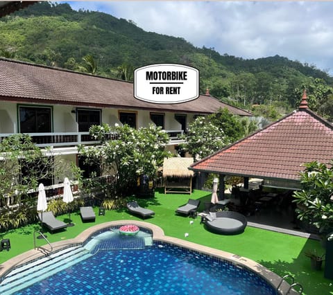 Natural landscape, Garden, Garden view, Mountain view, Swimming pool