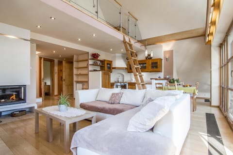 Kitchen or kitchenette, Living room, Seating area, Dining area
