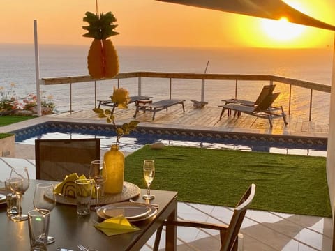 Balcony/Terrace, Dining area, Sea view, Sunset