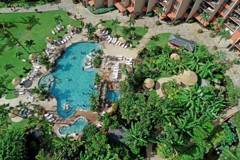 Property building, Day, Bird's eye view, Garden view, Pool view, Swimming pool