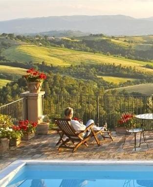 Patio, Natural landscape, View (from property/room), Mountain view, Pool view, Swimming pool