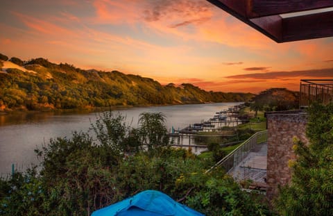 Property building, Natural landscape, River view, Sunset