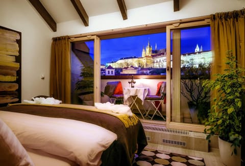 Bed, Night, View (from property/room), Balcony/Terrace, Bedroom, Sunset