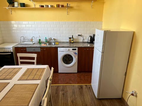 Kitchen or kitchenette, washing machine