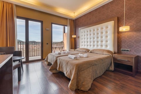 Bed, City view