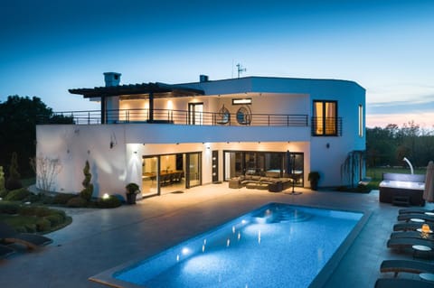 Property building, Night, Pool view, Swimming pool