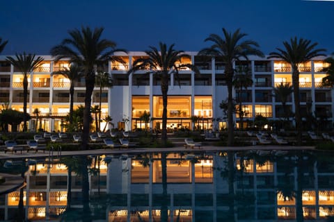 Property building, Night, Pool view, Swimming pool