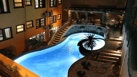 Night, Pool view, Swimming pool
