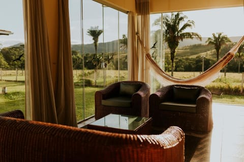 Natural landscape, Garden, Living room, Seating area, Garden view, Mountain view