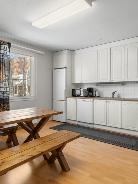 Dining area, dishwasher, stove, kitchen