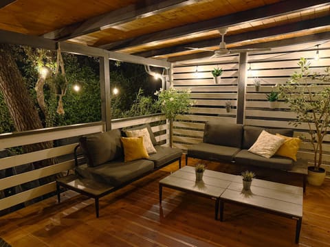 Patio, Night, Seating area, Garden view