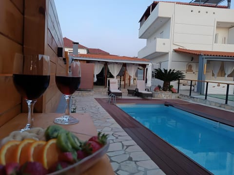 Property building, Living room, Swimming pool