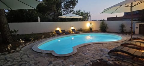 Night, Pool view, Swimming pool