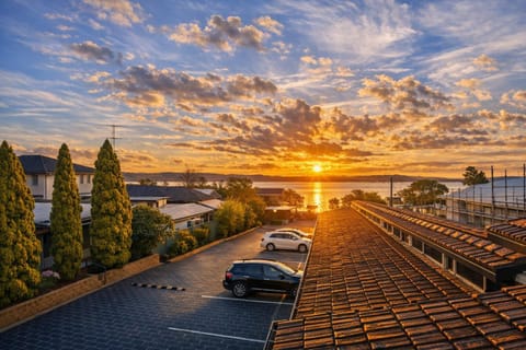 Property building, Lake view, Sunset