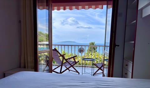 Bed, Natural landscape, Balcony/Terrace, Bedroom, Sea view