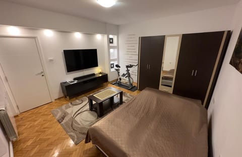 Bed, TV and multimedia, Living room, Photo of the whole room, Seating area, Bedroom, wardrobe