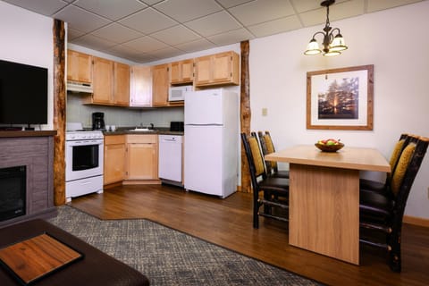 Dining area, dishwasher, stove, kitchen