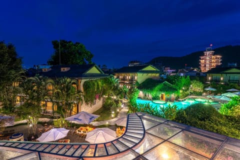 Night, Natural landscape, Garden, Garden view, Pool view, Swimming pool