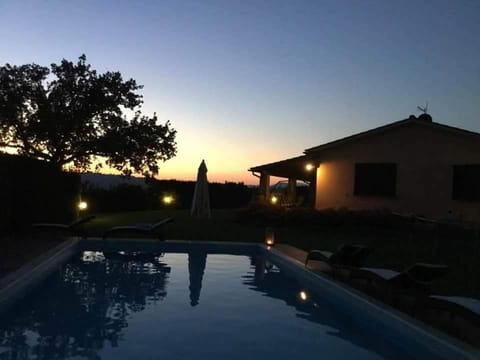 Property building, Swimming pool, Sunset