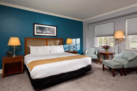 Bed, Seating area, Bedroom