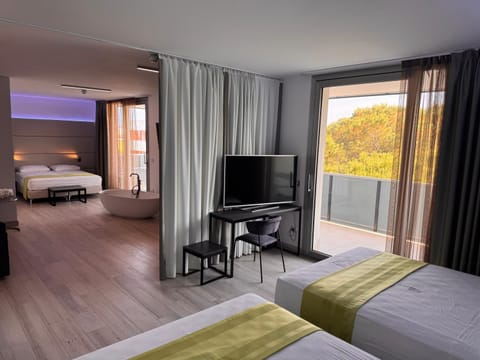 Communal lounge/ TV room, Bed, TV and multimedia, Living room, Photo of the whole room, Bedroom