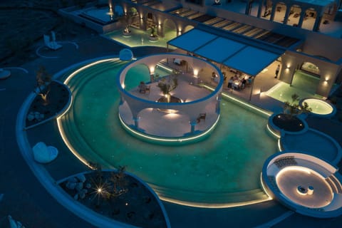 Property building, Night, Swimming pool