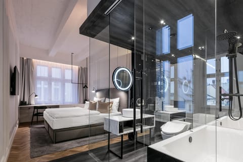 Toilet, Bed, Bathroom, Living room, Bedroom