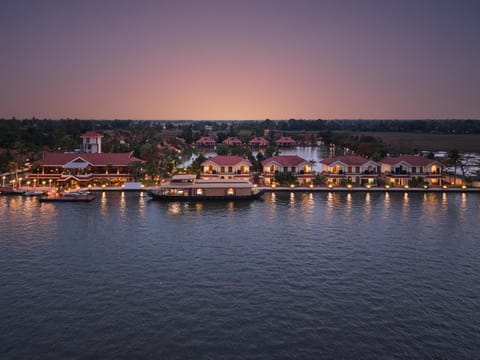 Property building, Night, Natural landscape, Lake view, Sunset