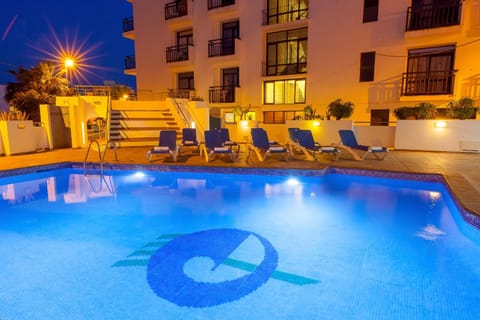 Property building, Night, Pool view, Swimming pool