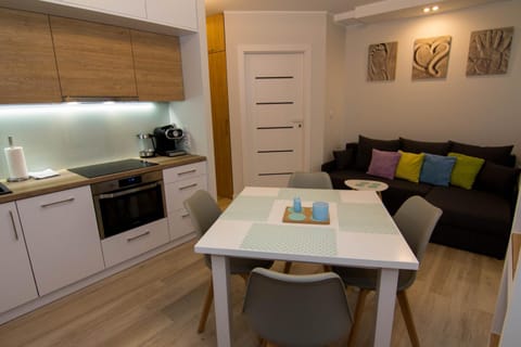 Kitchen or kitchenette, Living room, Seating area, Dining area, stove