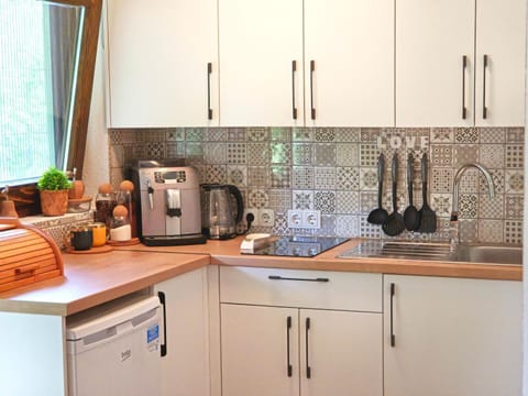 Coffee/tea facilities, Kitchen or kitchenette, stove