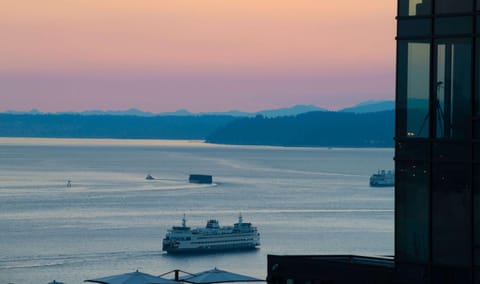 Natural landscape, Mountain view, Sea view, Sunset