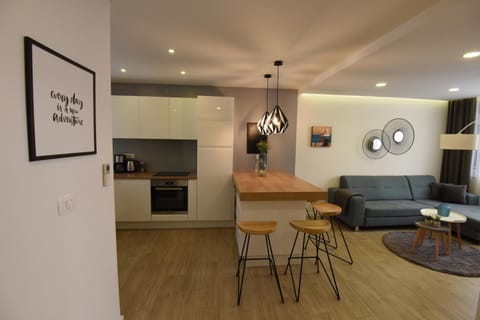 Kitchen or kitchenette, Living room, Seating area, Dining area, minibar, pet friendly, stove, toaster