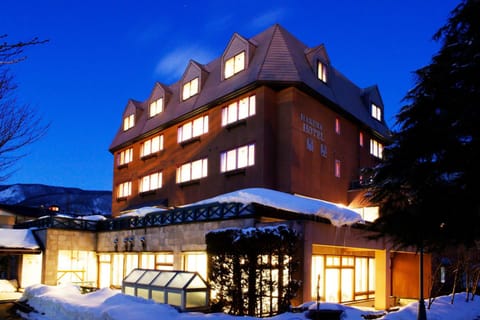 Property building, Night, Winter