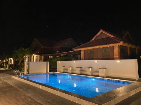 Night, Pool view, Swimming pool