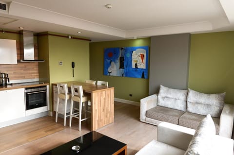 Kitchen or kitchenette, Living room, Seating area, Dining area, oven, stove